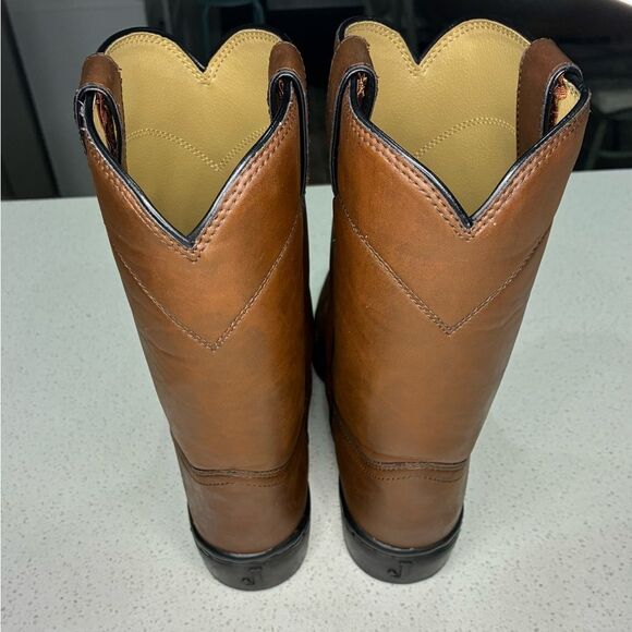 Justin Western Cowboy Boots Brown Leather Men’s 10.5 D Like New - Picture 3 of 8